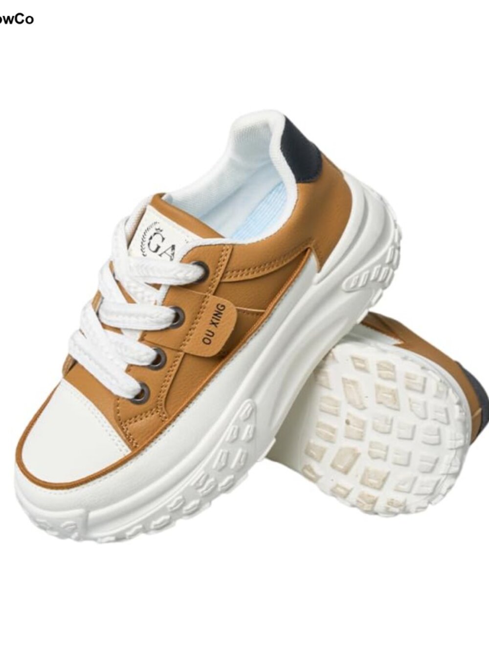 Women's Lace Up Fashion Sneakers Faux Leather Breathable Non Slip Platform